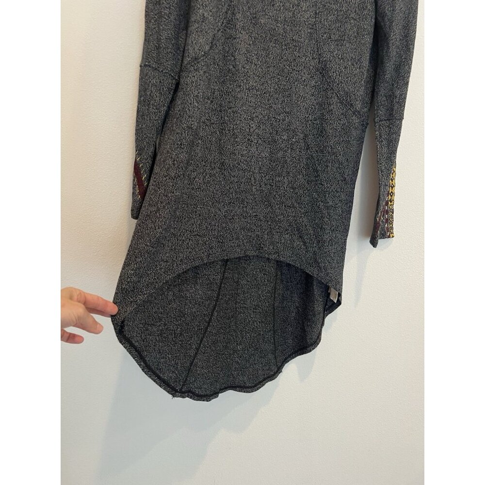 Free People Women Dress Tunic Medium Gray Boho Stretch Embroidery Wool Blend - Picture 11 of 11